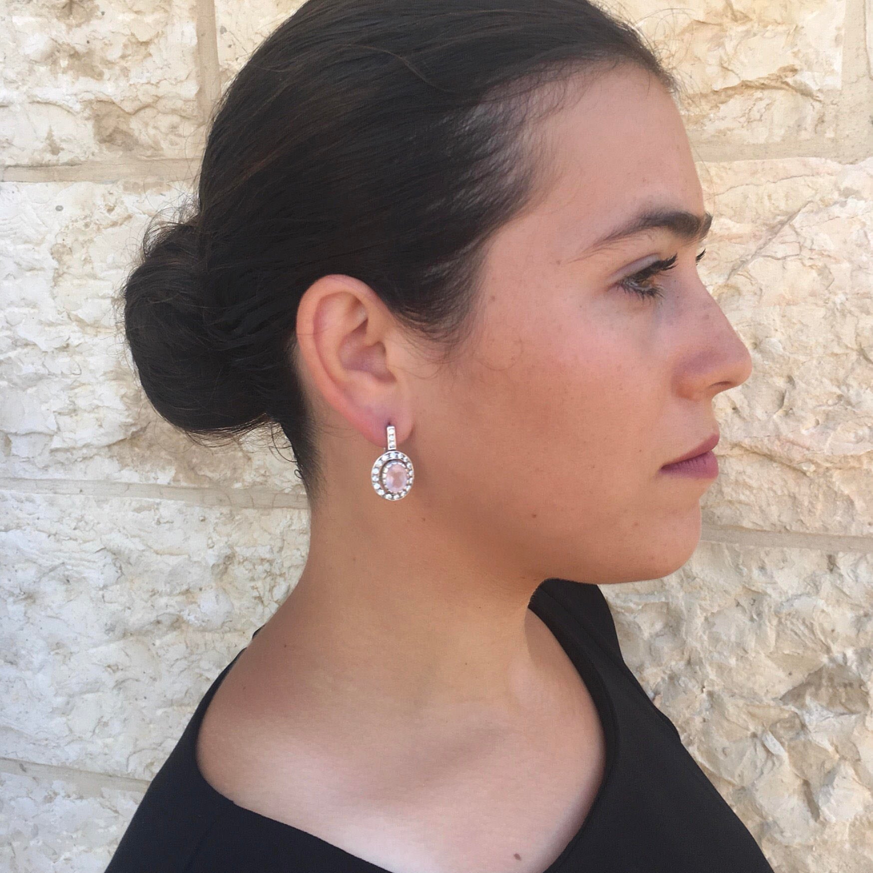 Rose Quartz Earrings, Rose Quartz, Antique Earrings, Vintage Earrings, Long Earrings, Silver Earrings, Pink Vintage Earrings