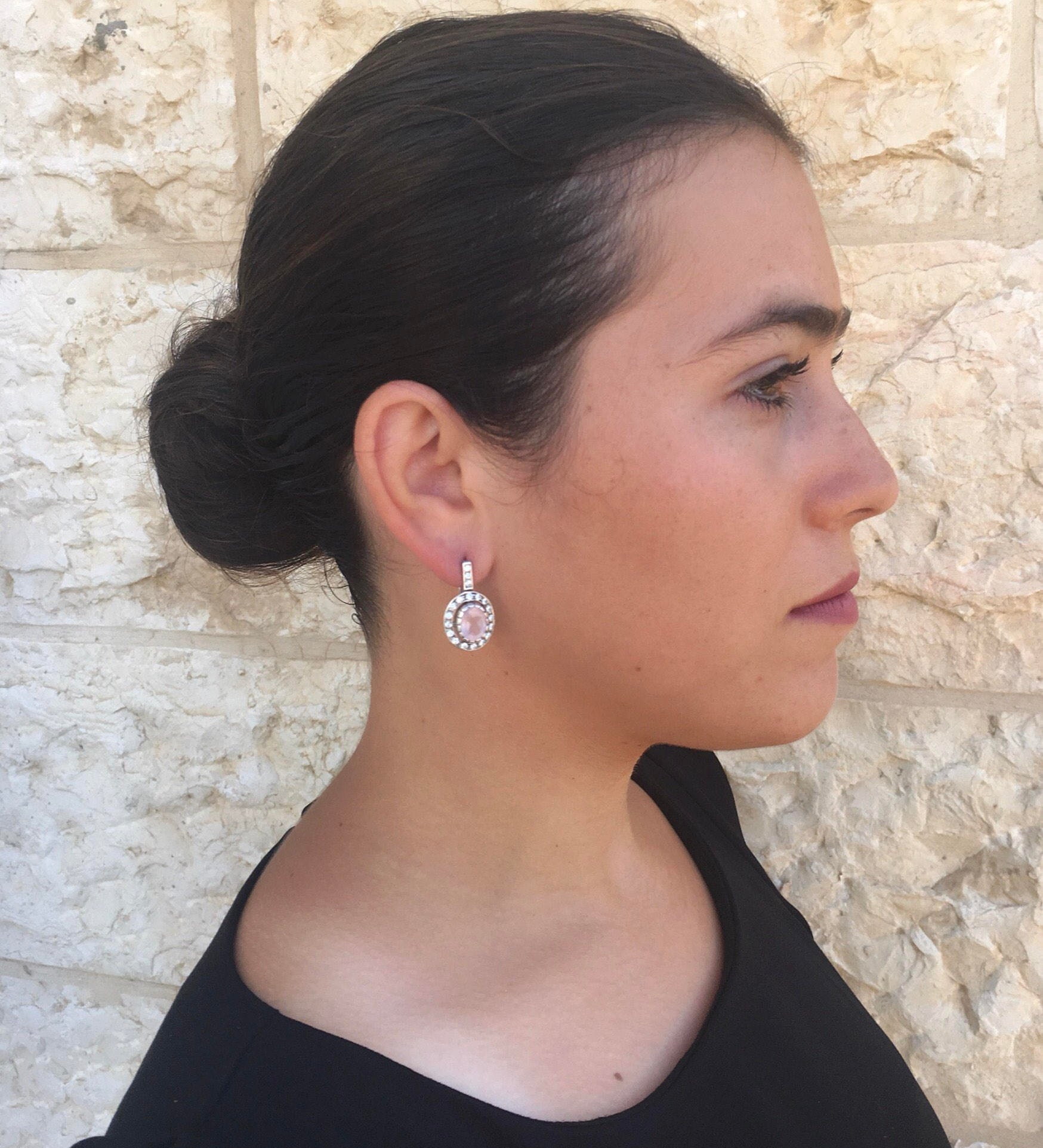 Rose Quartz Earrings, Rose Quartz, Antique Earrings, Vintage Earrings, Long Earrings, Silver Earrings, Pink Vintage Earrings