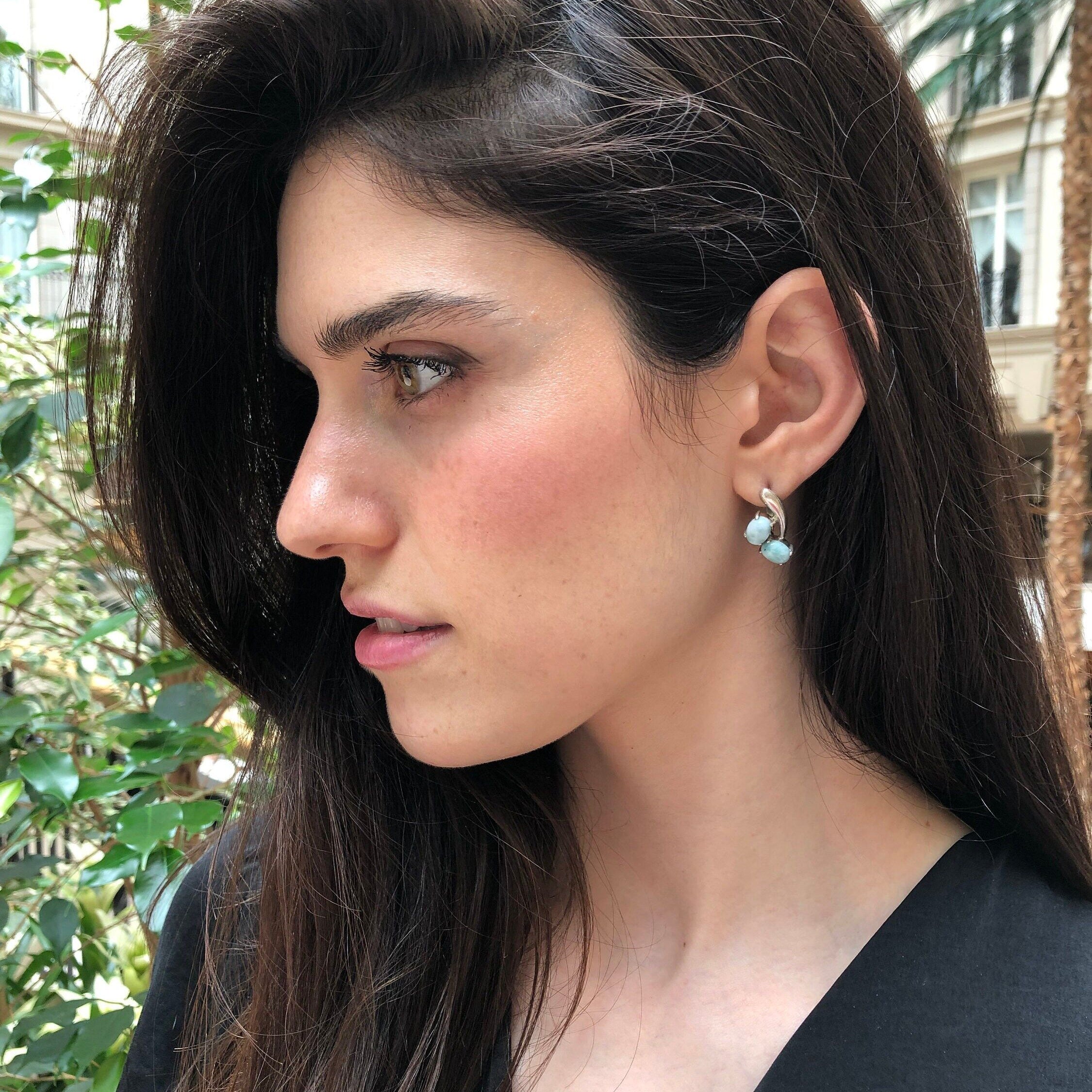 Larimar Earrings, Blue Earrings, Natural Larimar Earrings, Large Studs, Sky Blue Earrings, Solid Silver Earrings, Blue Stone Earrings, Blue