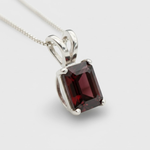 Charming Natural Garnet Pendant in 925 Sterling Silver, ideal January gift, represents love and commitment for special occasions.
