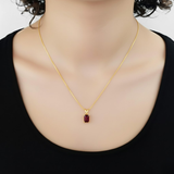 Elegant 18k Gold Vermeil Garnet Pendant in Prong setting, ideal gift for January birthdays, symbolizing love and commitment.