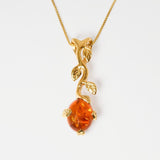 Amber Leaf Necklace - Natural Amber Pendant - Amber Vines Necklace