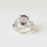 Leaf Amethyst Ring - Purple Vintage Ring - Silver Branch Ring