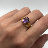 Leaf Amethyst Ring, Flower Ring, Natural Amethyst, Bohemian Ring, February Birthstone, 3 Carat Solitaire, Branch Ring, Solid Silver Ring(1)