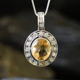 Victorian Citrine Necklace - Genuine Citrine Pendant - November Birthstone Necklace