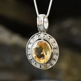 Victorian Citrine Necklace - Genuine Citrine Pendant - November Birthstone Necklace