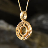 Gold Citrine Pendant - Natural Citrine Necklace - Yellow Victorian Pendant