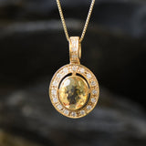 Gold Citrine Pendant - Natural Citrine Necklace - Yellow Victorian Pendant