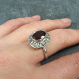 Genuine Garnet Ring - Red Oval Ring - January Birthstone Ring