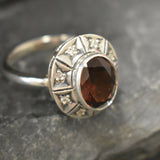 Genuine Garnet Ring - Red Oval Ring - January Birthstone Ring