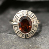 Genuine Garnet Ring - Red Oval Ring - January Birthstone Ring