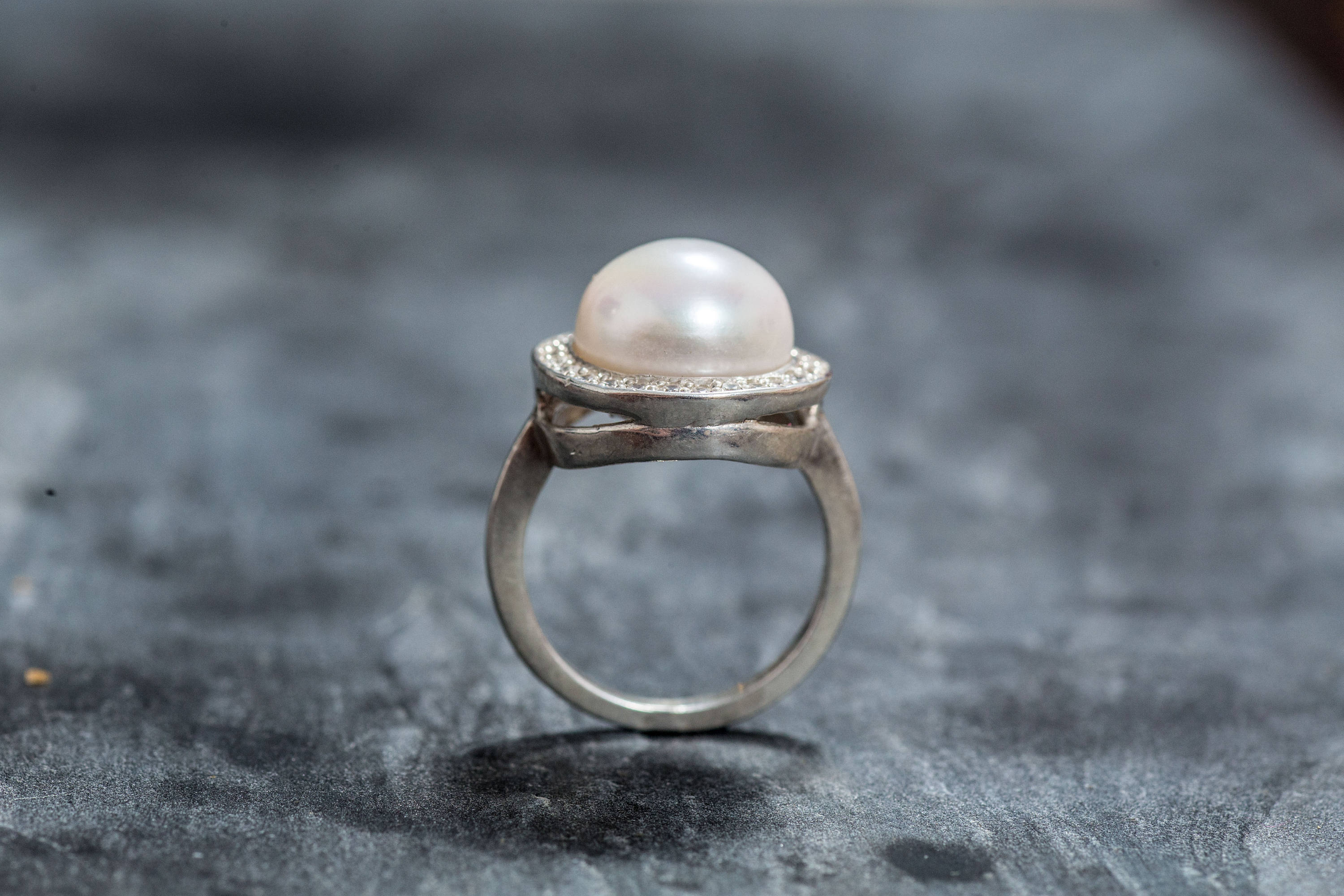 White Pearl Ring, Natural Pearl Ring, Pearl Ring, Large Pearl Ring, Vintage Pearl Ring, June Birthstone, June Ring, Solid Silver Ring, Pearl