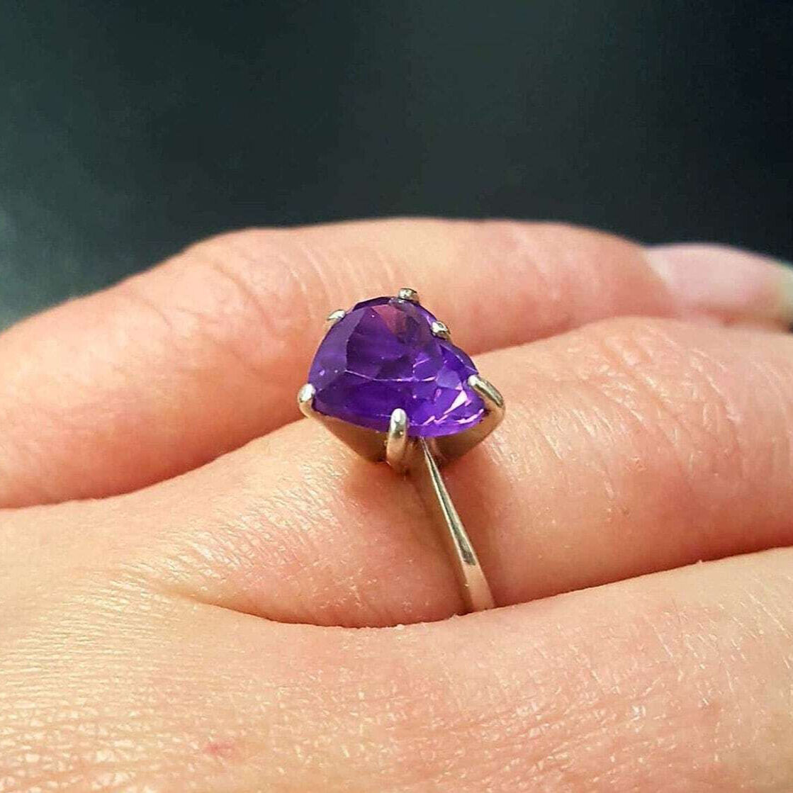 Vintage Sterling Amethyst and sapphire heart newest ring