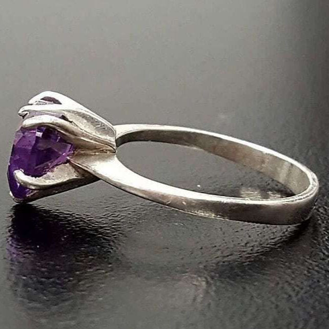 Authentic Vintage REAL NATURAL Heart Shape AMETHYST Sterling Silver 925 authentic Ring, Birthday, Friendship, Promise, Engagement Ring, Free Post