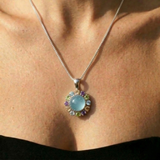 Aquamarine Victorian Necklace - Genuine Aquamarine Pendant - Multistone Pendant