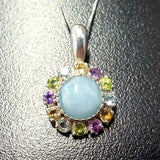 Aquamarine Victorian Necklace - Genuine Aquamarine Pendant - Multistone Pendant