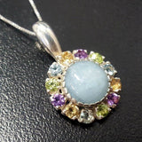 Aquamarine Victorian Necklace - Genuine Aquamarine Pendant - Multistone Pendant