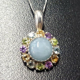 Aquamarine Victorian Necklace - Genuine Aquamarine Pendant - Multistone Pendant