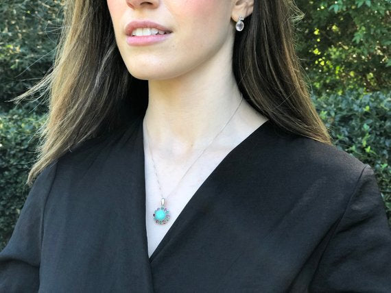 Aquamarine Pendant, Natural Aquamarine, Victorian Pendant, March Birthstone, Blue Aqua Pendant, Aquamarine March Pendant, 925 Silver Pendant