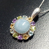 Aquamarine Victorian Necklace - Genuine Aquamarine Pendant - Multistone Pendant