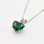 Charming 925 Sterling Silver Pendant featuring a Heart-Cut Green Emerald, ideal for everyday elegance and gift-giving.
