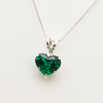 Beautiful 925 Sterling Silver Emerald Pendant with Heart-Shaped Gem, a timeless gift for May birthdays and special moments.