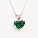 Created Emerald Pendant made in 925 Sterling Silver with Heart Created Green Emerald in Solitaire setting, May Birthstone gift idea, symbolizes, ideal for everyday wear and perfect for birthday gifting and special occasions.