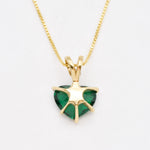 Charming 18k Gold Vermeil heart-shaped emerald pendant, an everyday essential and a meaningful May birthday gift.
