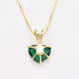 Charming 18k Gold Vermeil heart-shaped emerald pendant, an everyday essential and a meaningful May birthday gift.