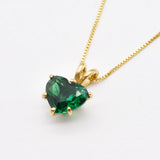 Stunning 18k Gold Vermeil Pendant with heart-shaped created emerald, ideal for May birthdays and everyday elegance.