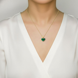 Elegant 18k Gold Vermeil Emerald Pendant, featuring a heart-shaped created emerald, perfect for birthdays and special occasions.