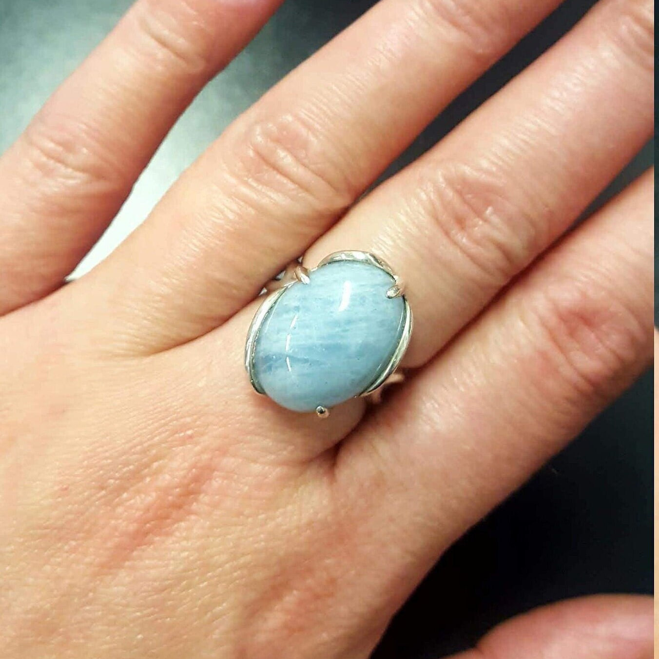 Aquamarine Ring, Natural Aquamarine, Artisan Ring, March Birthstone, Large Blue Ring, Oval Ring, Aqua Blue Ring, Chunky Ring, Silver Ring