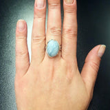 Genuine Aquamarine Ring - Large Blue Ring - Vintage Solitaire Ring