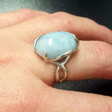 Genuine Aquamarine Ring - Large Blue Ring - Vintage Solitaire Ring