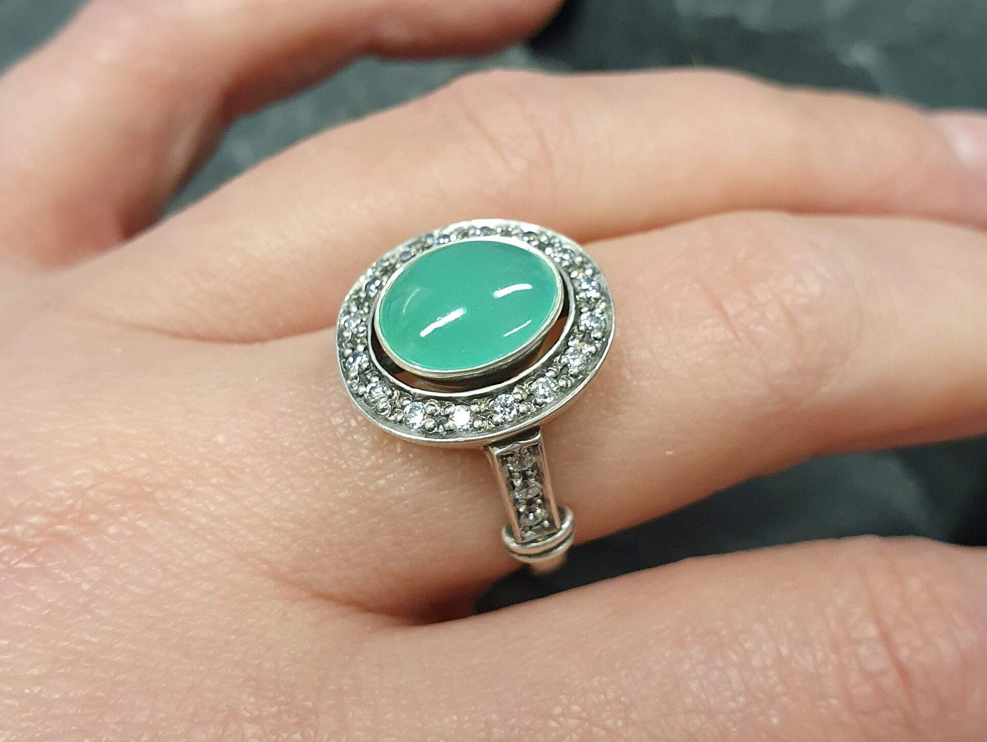 Chrysoprase Ring, Natural Chrysoprase, Vintage Ring, Vintage Rings, May Birthstone Ring, Birthstone Ring, Australian Chrysoprase, Silver