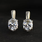 Simple Oval Diamonds Earrings, Created CZ Diamond, Sparkly 6 Carat Earrings, Bridal Earrings, Dainty Earrings, Solid Silver Earrings