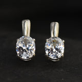 Simple Oval Diamonds Earrings, Created CZ Diamond, Sparkly 6 Carat Earrings, Bridal Earrings, Dainty Earrings, Solid Silver Earrings