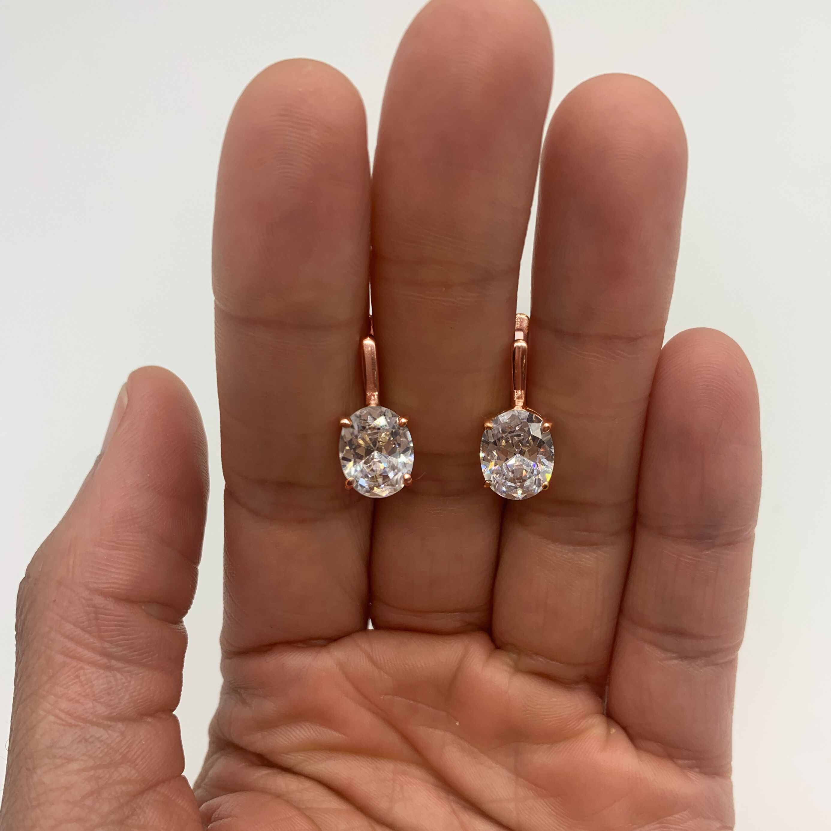 Simple Oval Diamonds Earrings, Created CZ Diamond, Sparkly 6 Carat Earrings, Bridal Earrings, Dainty Earrings, Solid Silver Earrings(3)