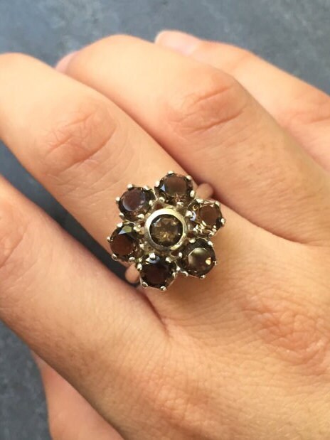 Flower Ring, Garnet Ring, Natural Garnet, Vintage Garnet Ring, January Birthstone, January Ring, Vintage Rings, Rose Ring, Solid Silver Ring