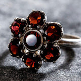 Flower Ring, Garnet Ring, Natural Garnet, Vintage Garnet Ring, January Birthstone, January Ring, Vintage Rings, Rose Ring, Solid Silver Ring