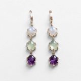 Statement Dangling Earrings - Long Moonstone Earrings - Multistone Earrings