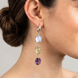 Statement Dangling Earrings - Long Moonstone Earrings - Multistone Earrings