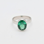 Created Emerald Ring made in 925 Sterling Silver with Oval Created Green Emerald in Bezel setting, May Birthstone gift idea, symbolizes, ideal for everyday wear and perfect for birthday gifting and special occasions.