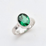 Elegant 925 Sterling Silver Emerald Ring with Oval Created Green Emerald, a stylish choice for May birthdays and daily wear.