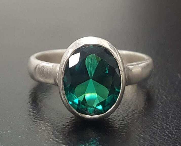 Emerald Ring, Created Emerald, Promise Ring, Green Ring, Green Vintage Ring, Solitaire Ring, Emerald Promise Ring, Solid Silver Ring