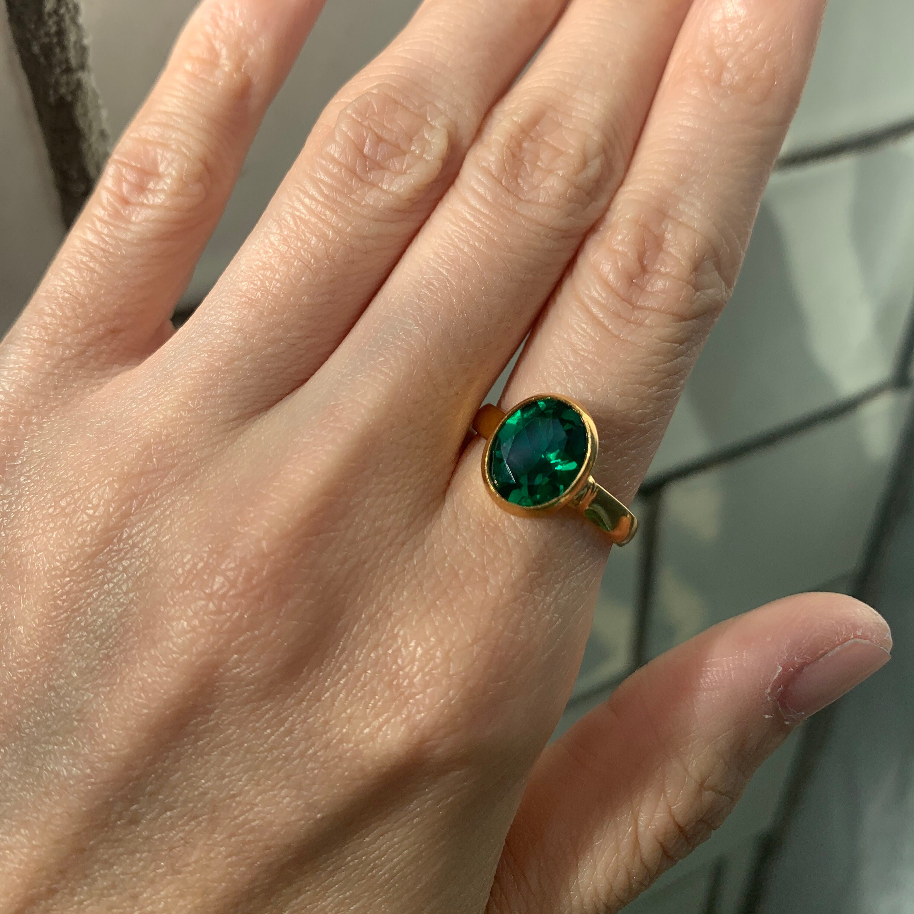 Emerald Ring, Created Emerald, Promise Ring, Green Ring, Green Vintage Ring, Solitaire Ring, Emerald Promise Ring, Solid Silver Ring(1)