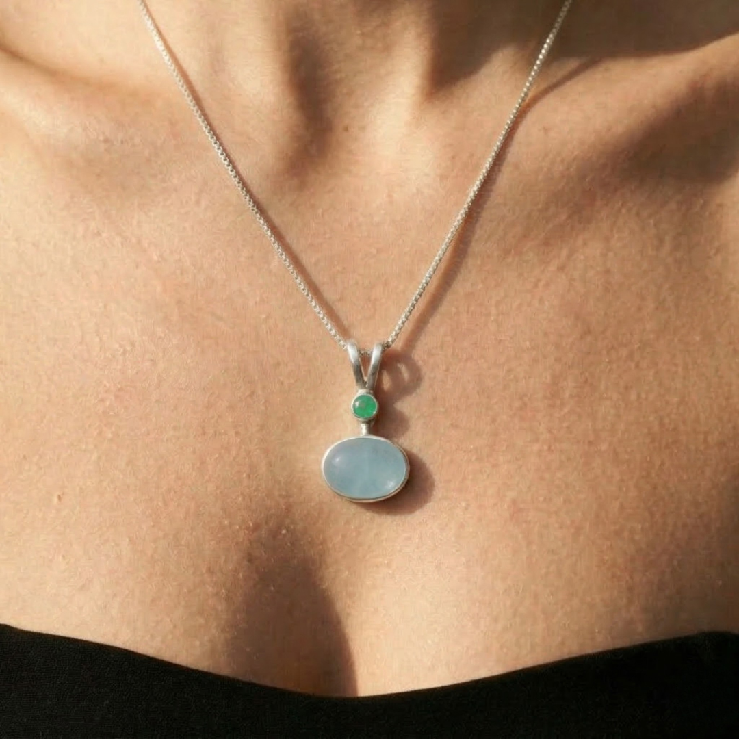Elegant 925 Sterling Silver Aquamarine Pendant, featuring a vibrant blue stone, perfect for birthdays and special occasions.