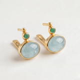 Gold Aquamarine Earrings - Natural Aquamarine Earrings, March Birthstone Earrings