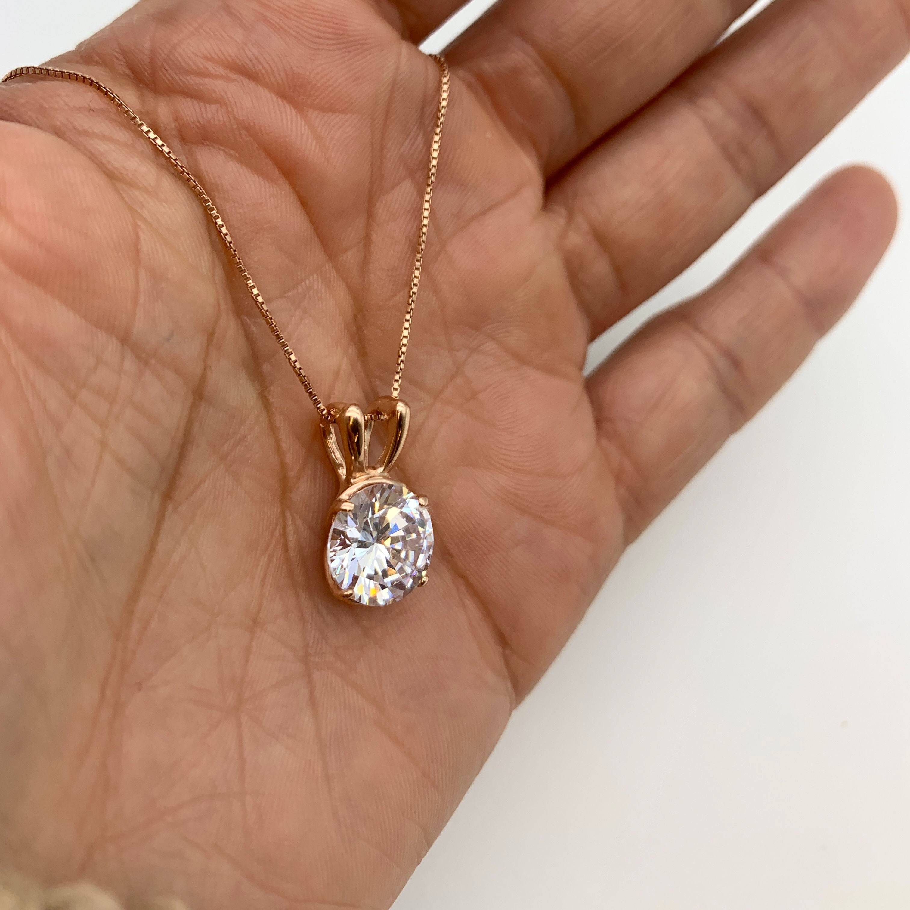 Dainty Round Diamond Necklace, Elegant Necklace for Women, 925 Sterling Silver Created Diamond Pendant, Wedding Necklace, Anniversary Gift(3)