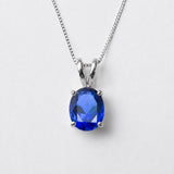 Gold Sapphire Pendant - Gold Oval Necklace - Royal Blue Pendant